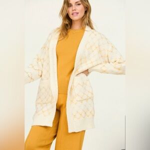 Plus Size Cozy Cream/Yellow Cardigan Sweater